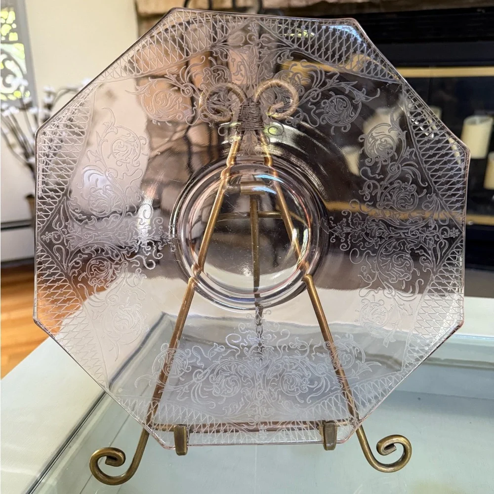Vintage Octagon Pink Depression Glass Plate